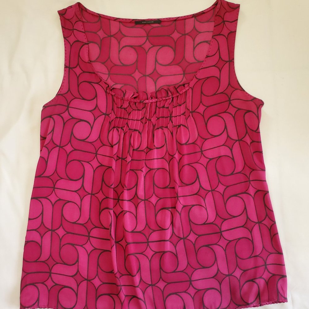 Beautiful Silk Elie Tahari Blous w/Graphic Modern Print-Women's Medium